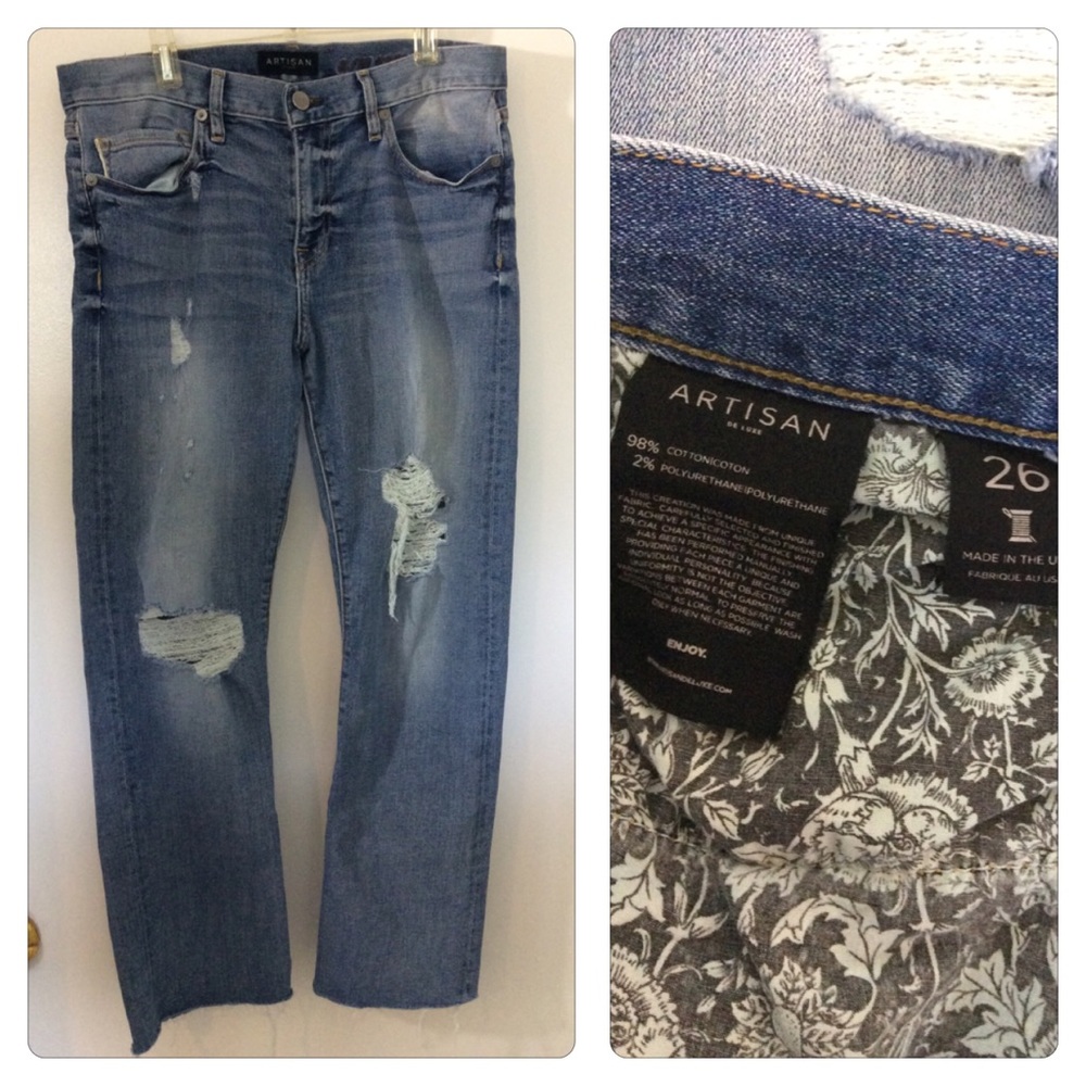 Artisan De Lux Destroyed Ankle Jeans Sz 26